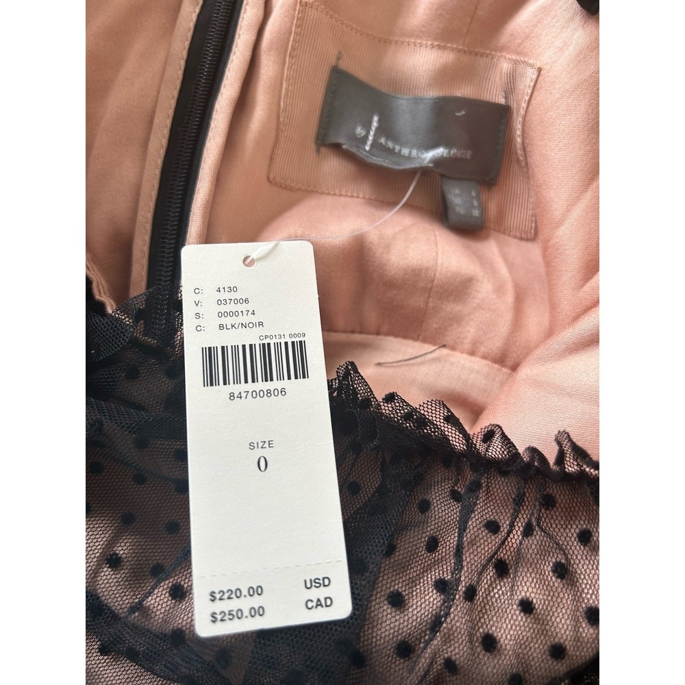 NWT Anthropologie Tulle Dot Maxi Dress One Shoulder Black Nude Size 0 MRSP $220 - Picture 10 of 12